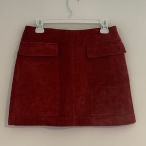Zara faux red suede skirt